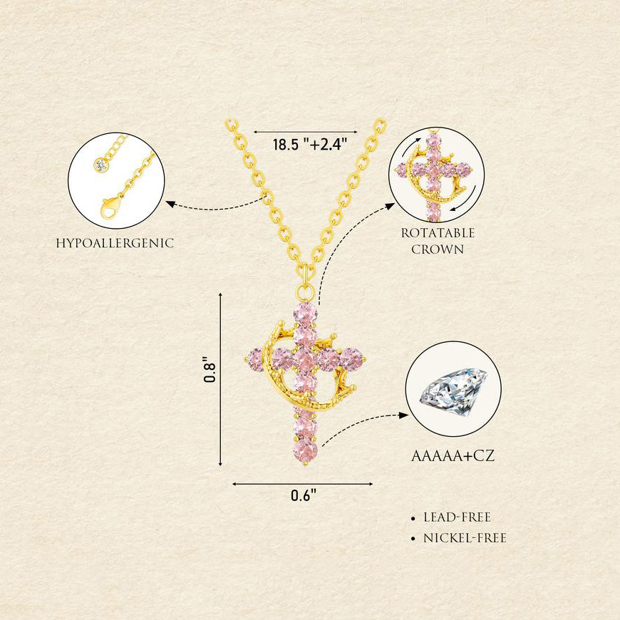 Cross & Crown 12 Birthstone Necklace