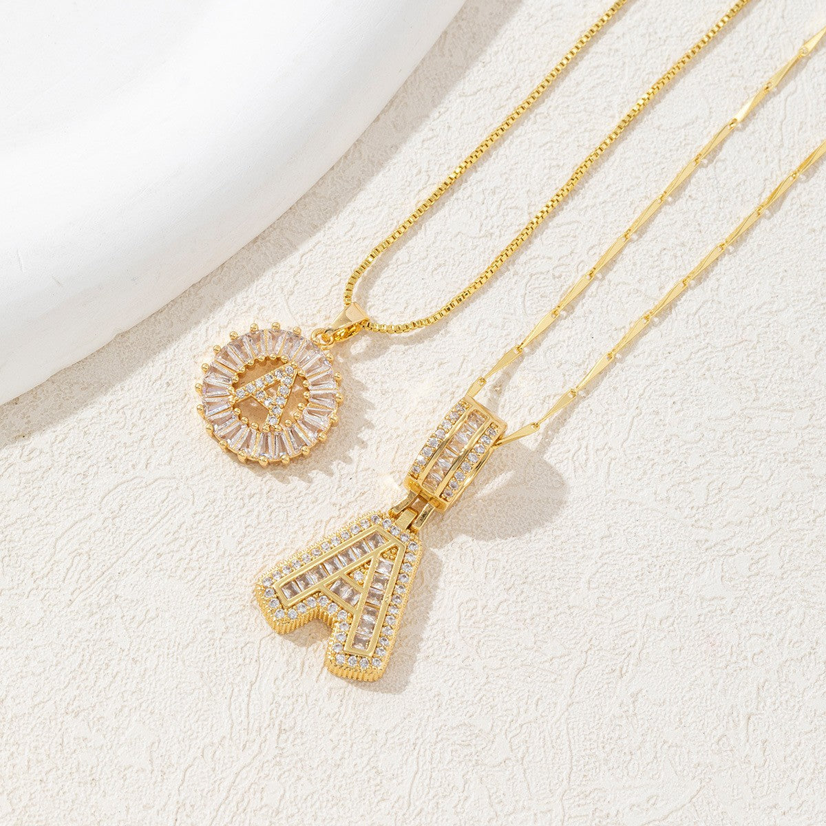 2-Pack Cubic Zirconia Initial Necklaces