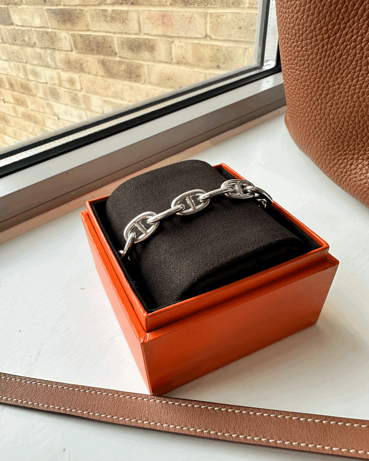 HERMES Chaine d'ancre Bracelet 925(Medium/Silver)