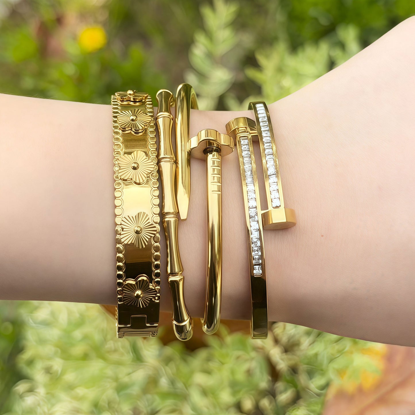 Waterproof & Tarnish-Free 3-Piece Stackable Bangle Set