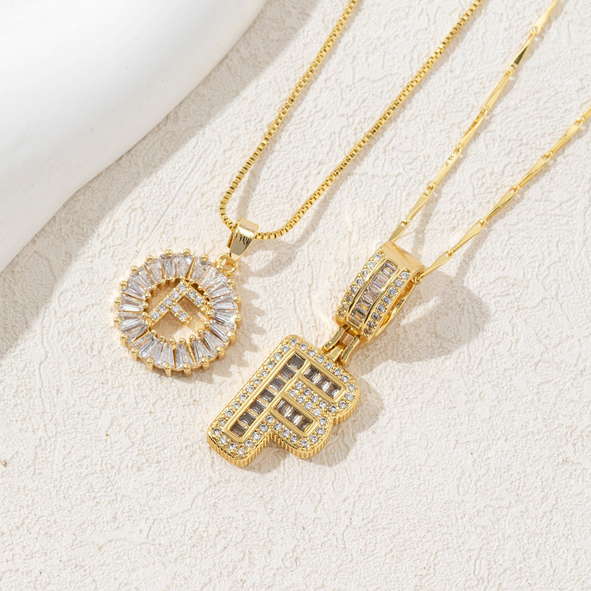 2-Pack Cubic Zirconia Initial Necklaces