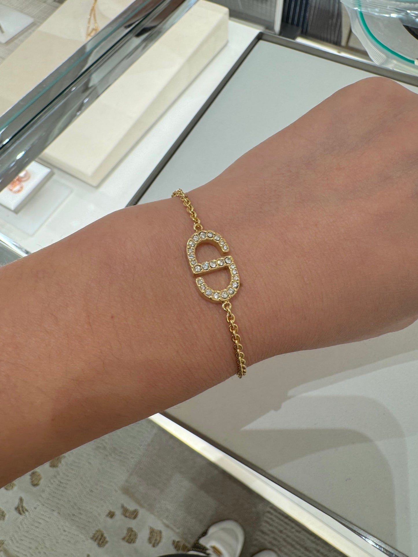 CHRISTIAN DIOR Petit CD Bracelet Gold-Finish Metal(2 Colors)