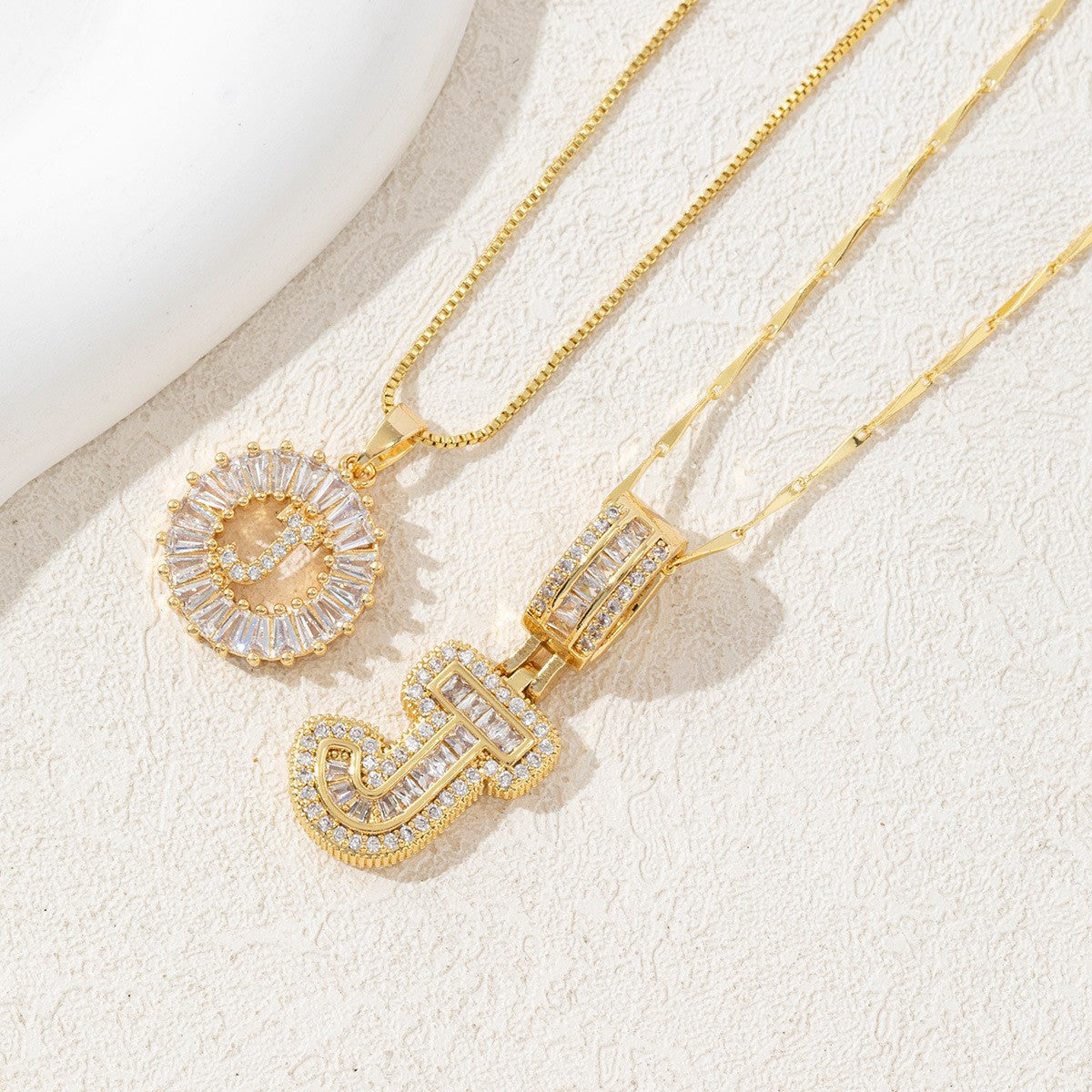 2-Pack Cubic Zirconia Initial Necklaces