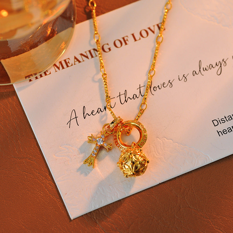 Cross & Heart Crystal Necklace