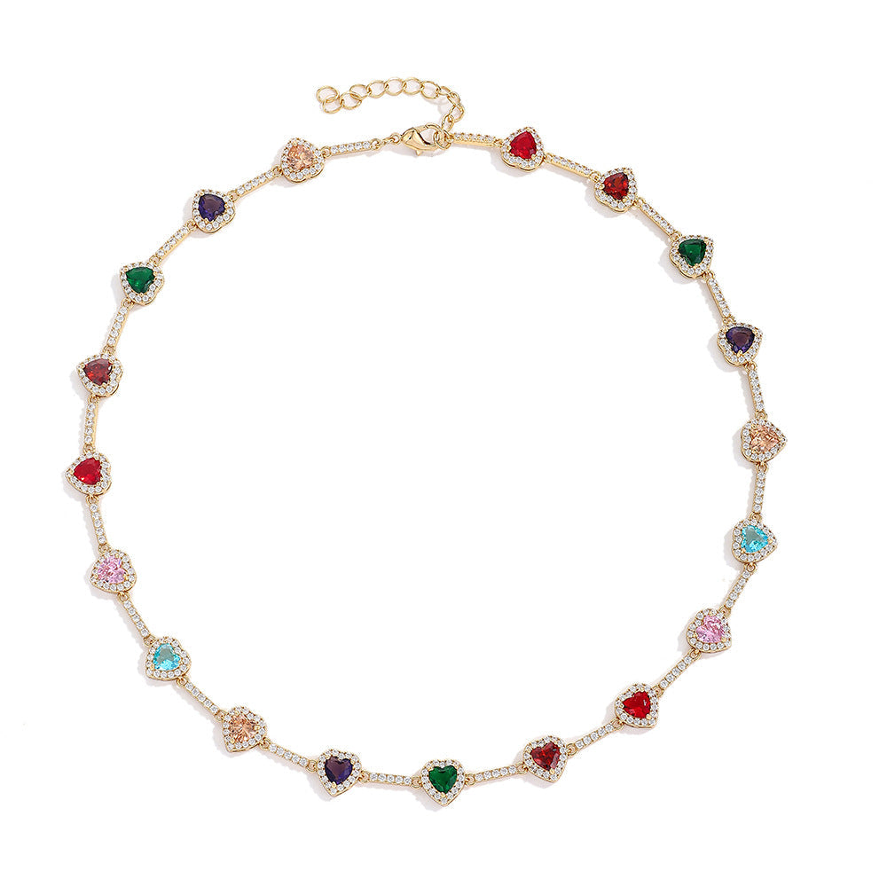 Colorful Heart Crystal Zirconia Necklace