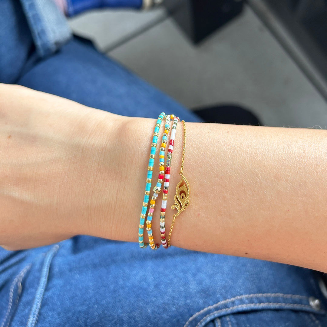 Colorful Beaded Elastic Cord Bracelet Set