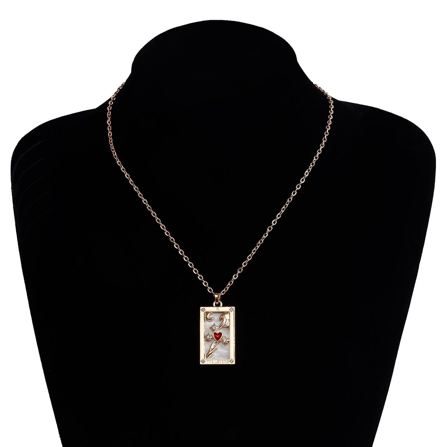Square Tarot Enamel Titanium Steel Necklace