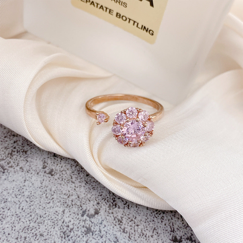 Sparkling Spinning CZ Stone Open Ring
