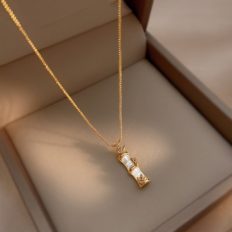 White Jade Bamboo Necklace