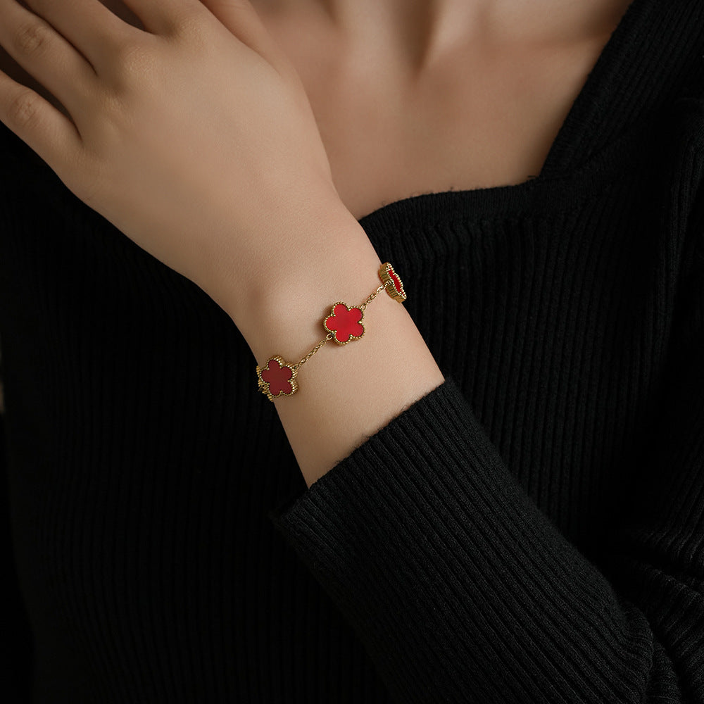 Elegant Five-Petal Flower Bracelet