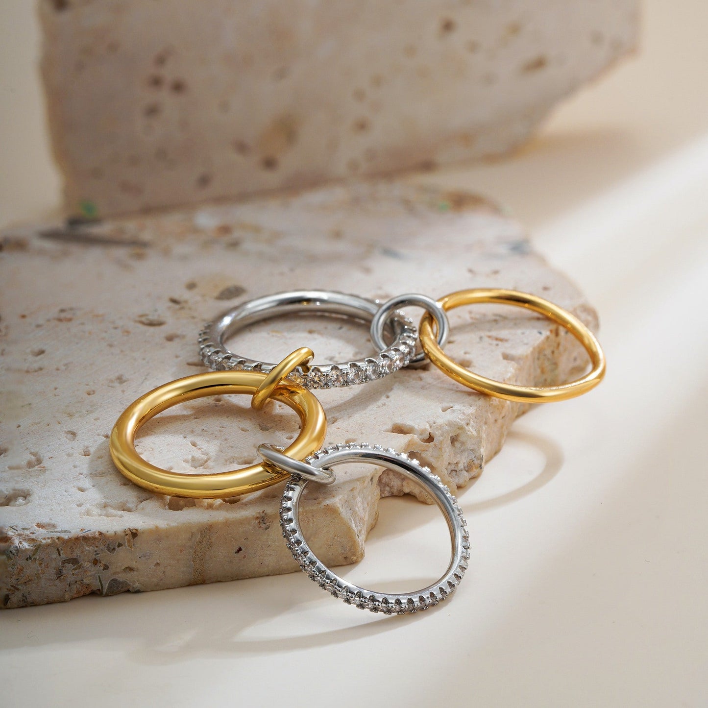 4-Layer Interlocking Zircon Stackable Ring