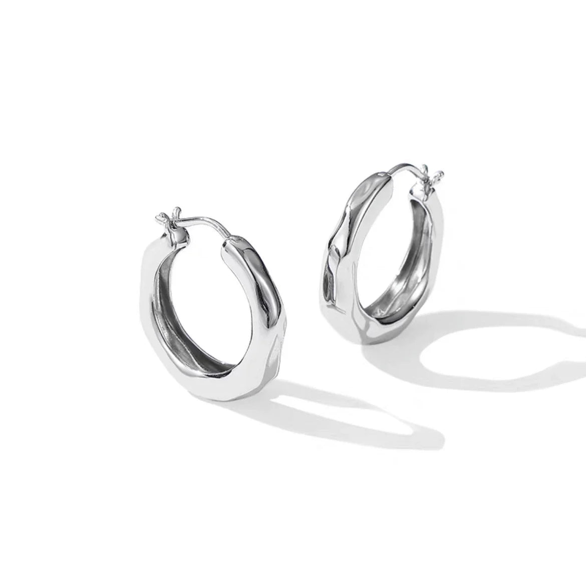 Minimalist Textured Gold Plated Hoop Earrings