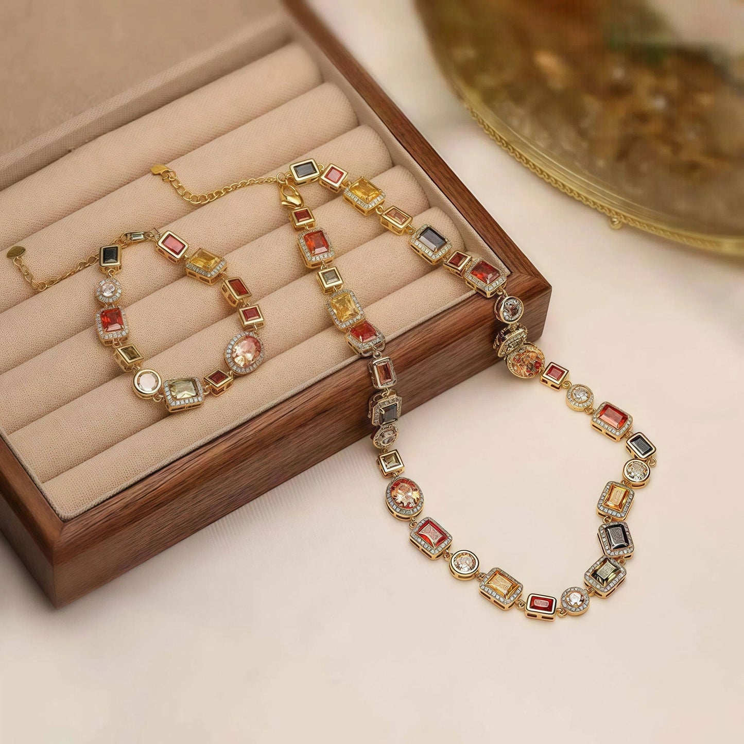 Colorful Square Crystal Zirconia Necklace