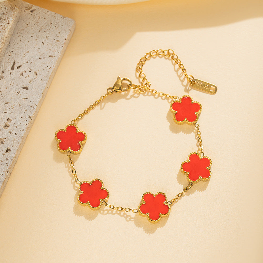 Elegant Five-Petal Flower Bracelet