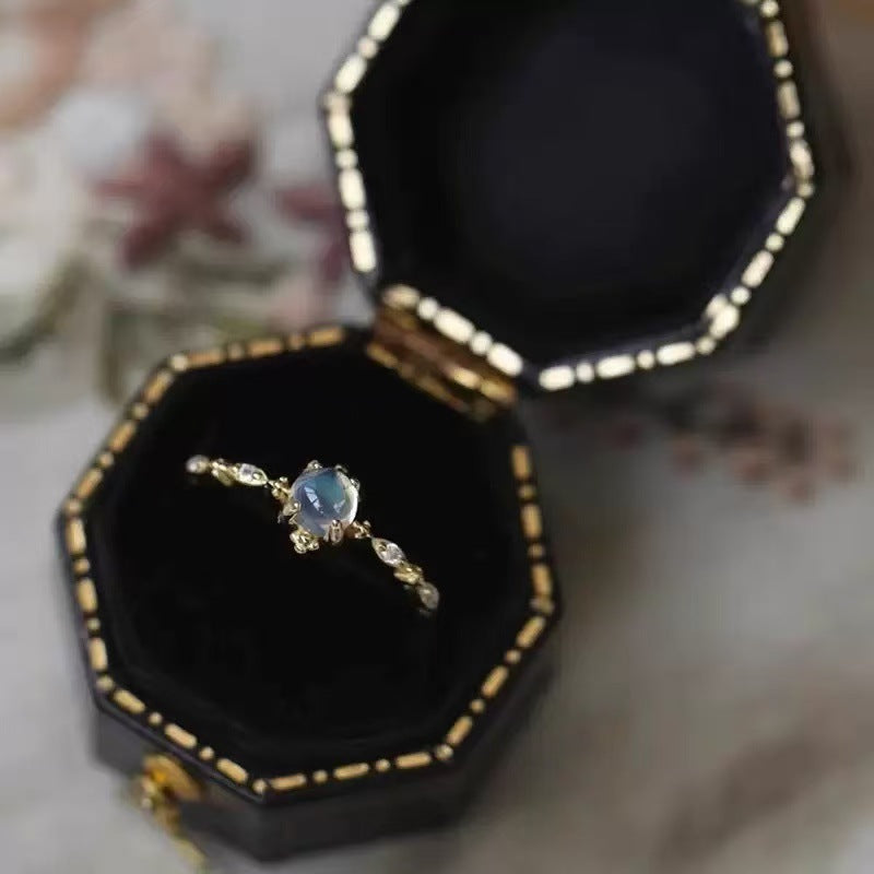 Gold-Plated Moonstone Open Ring
