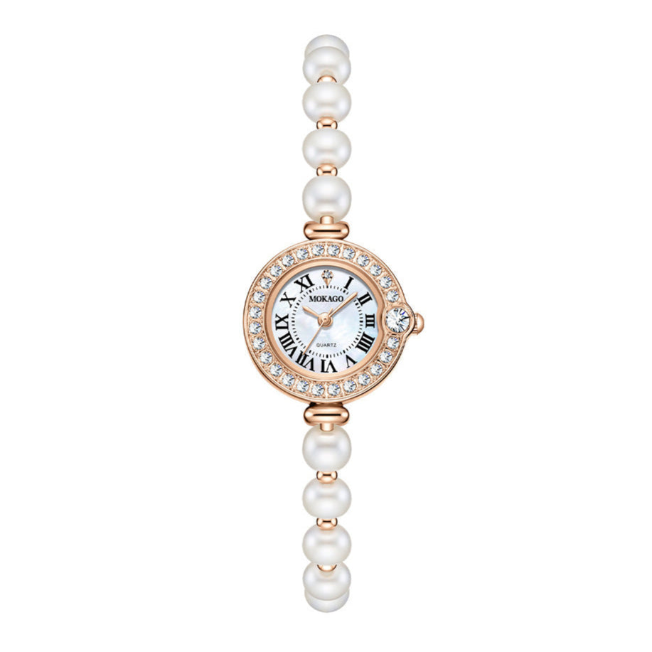 Elegant Pearl Bracelet Watch with MOP Dial