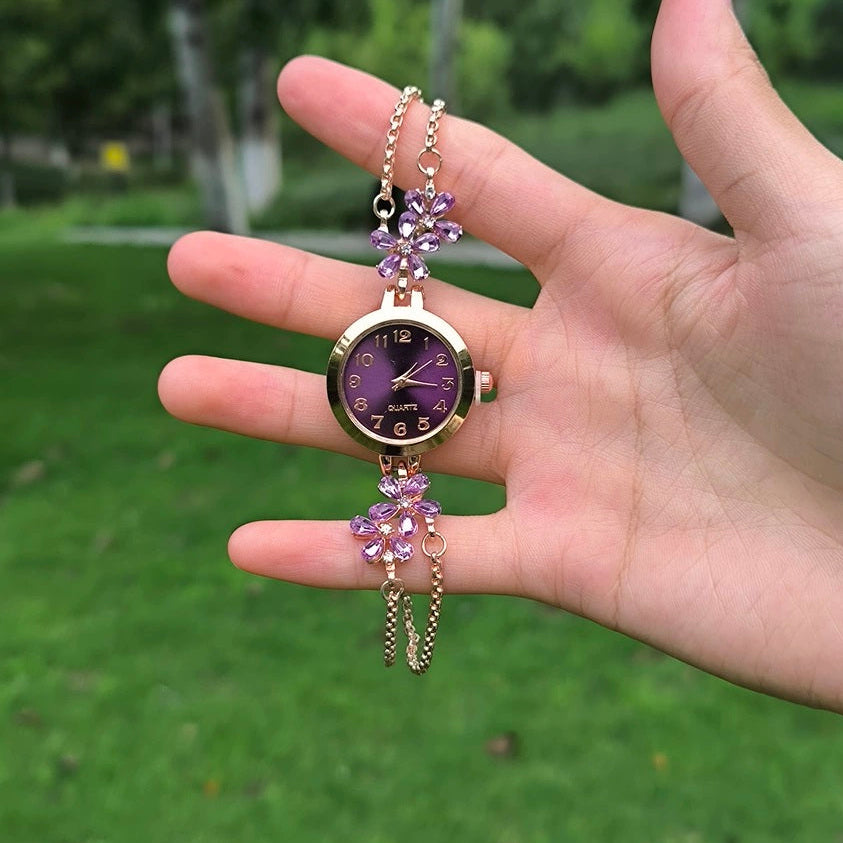 Elegant Crystal Floral Bracelet Watch