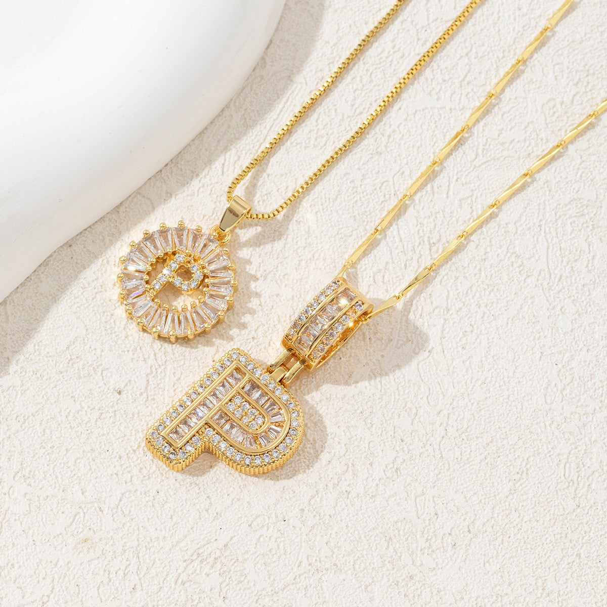 2-Pack Cubic Zirconia Initial Necklaces