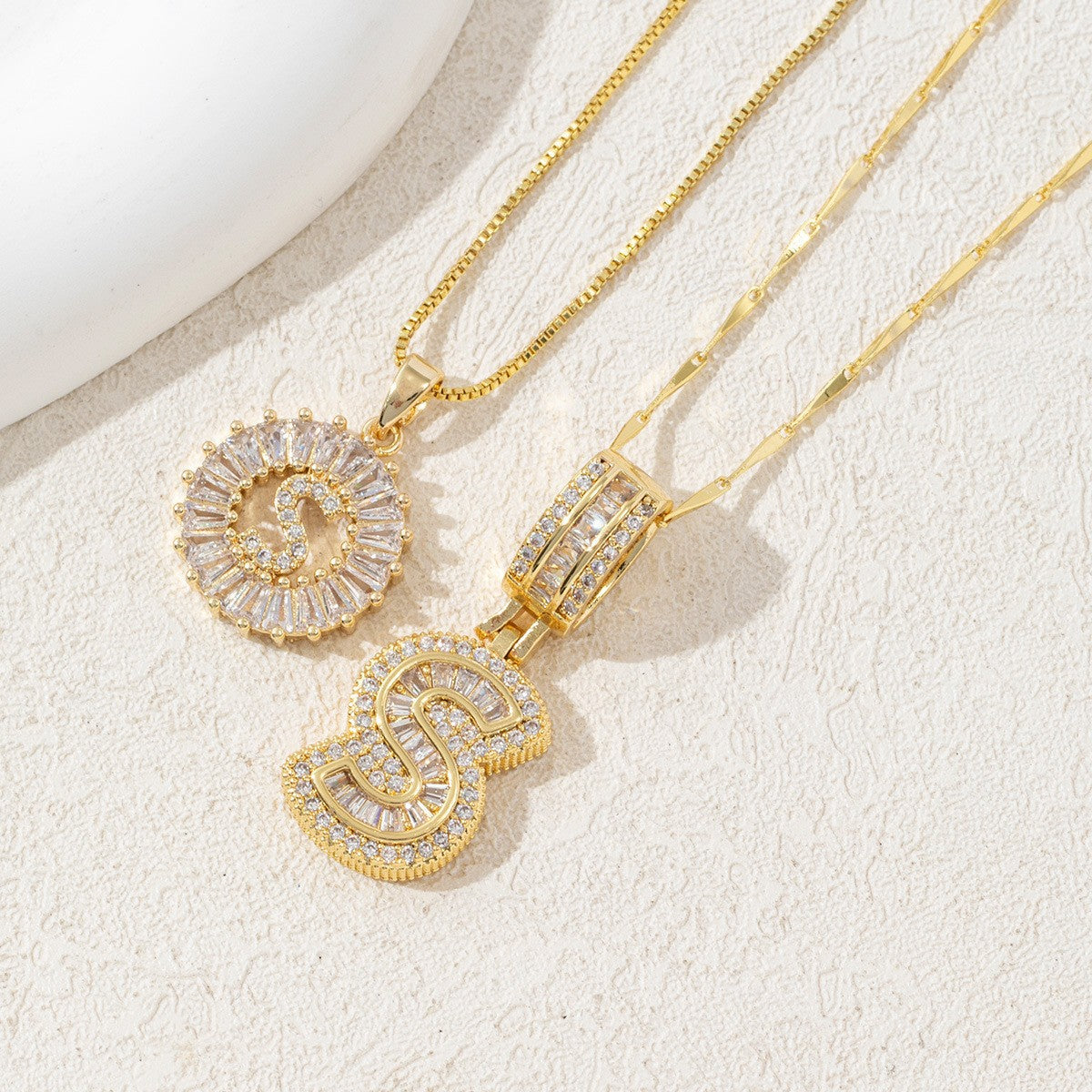 2-Pack Cubic Zirconia Initial Necklaces
