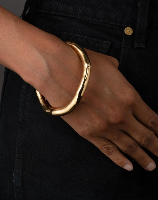 ALEXIS BITTAR Molten Bangle Bracelet 14k Gold Plated Brass(Small/2 Colors)