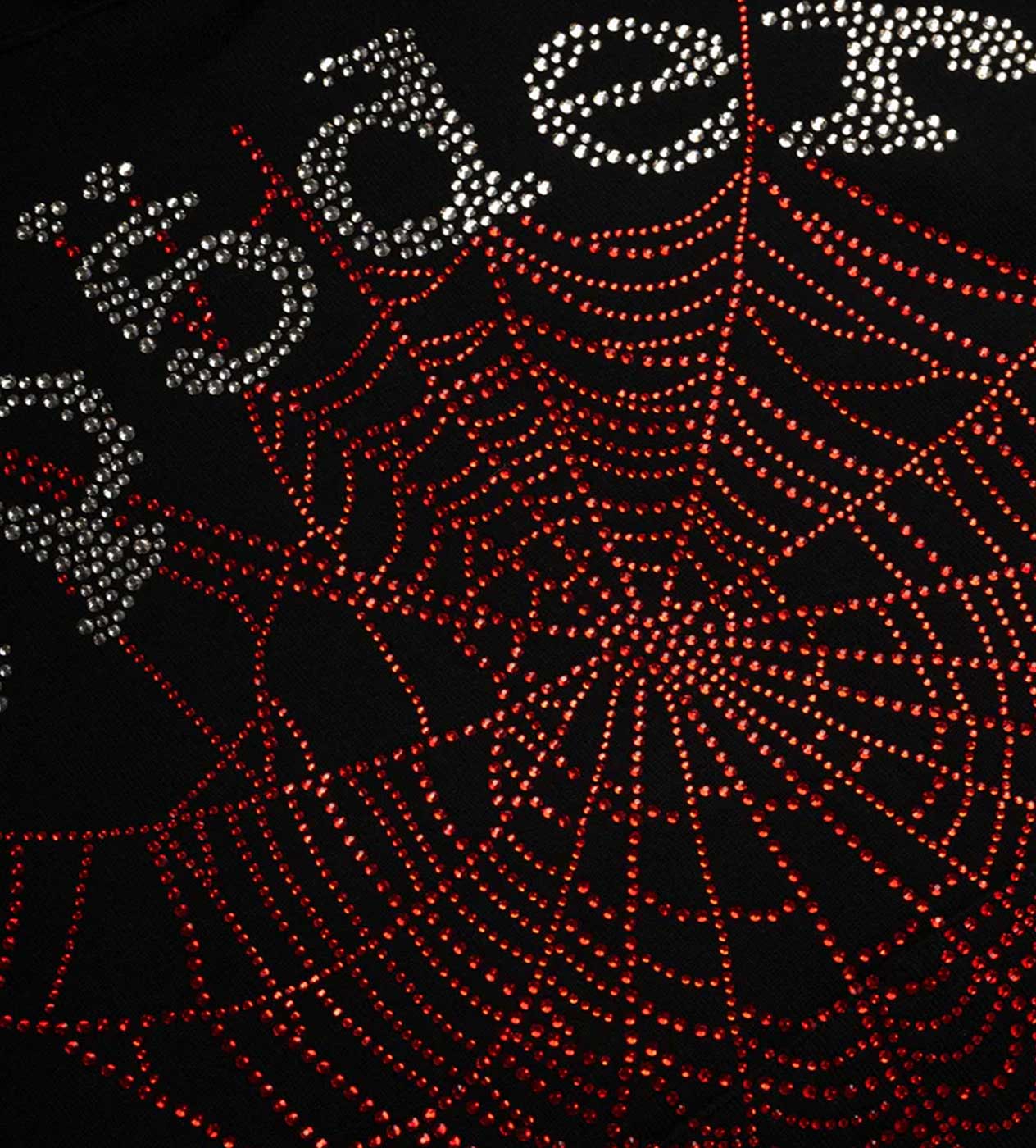 Sp5der Rhinestone OG Web v2 Hoodie Black