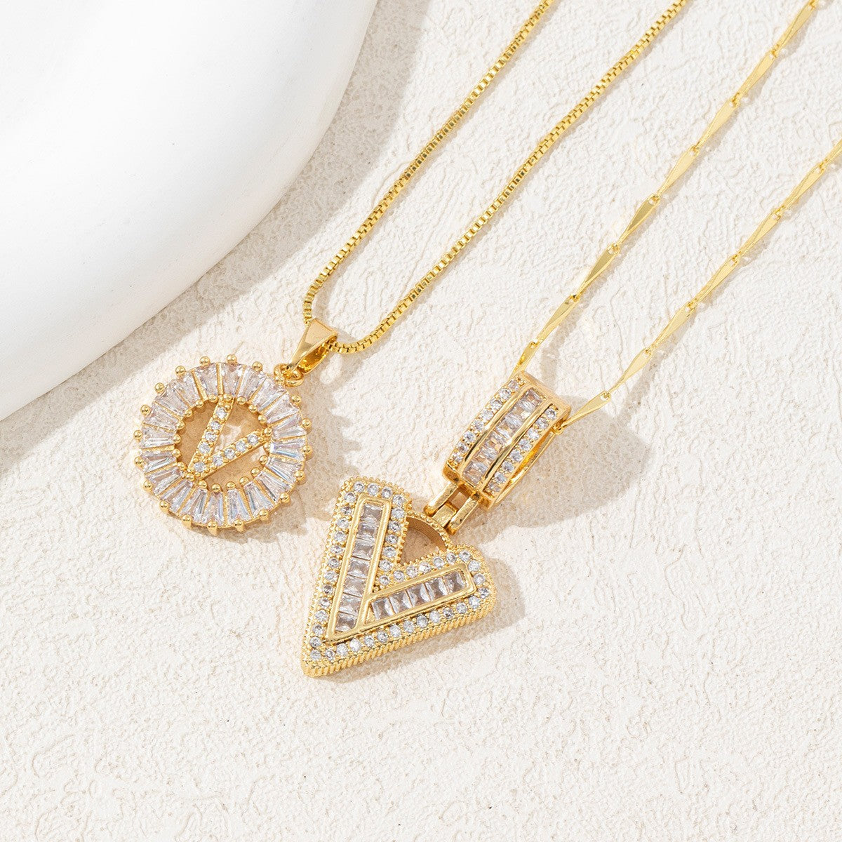 2-Pack Cubic Zirconia Initial Necklaces
