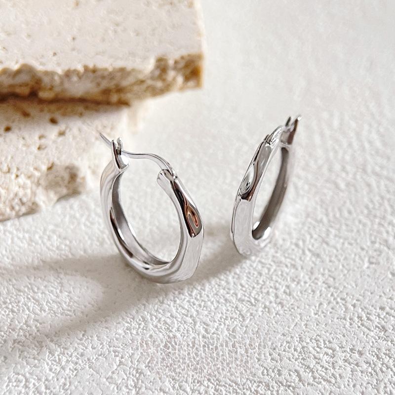 Minimalist Textured Gold Plated Hoop Earrings