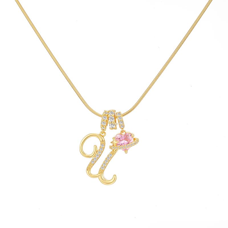Initial & Heart Zircon Necklace ¨C Gold