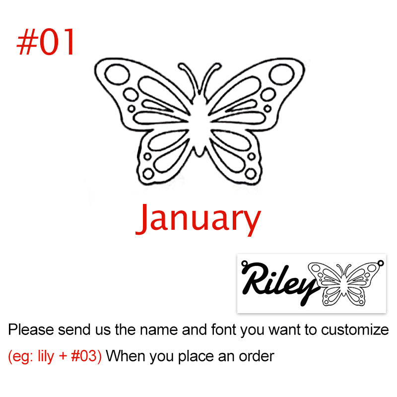 Personalized Name 12-Month Butterfly Necklace