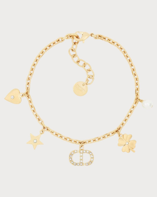 CHRISTIAN DIOR Petit CD Lucky Charms Bracelet Gold-Finish Metal(Gold)