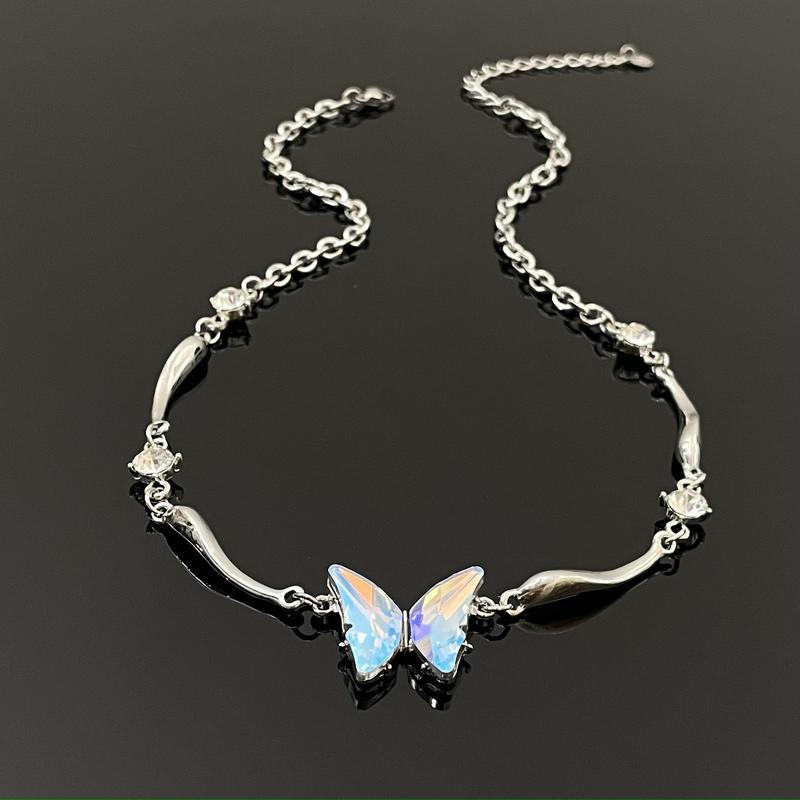 Colorful Zircon Butterfly Choker Necklace
