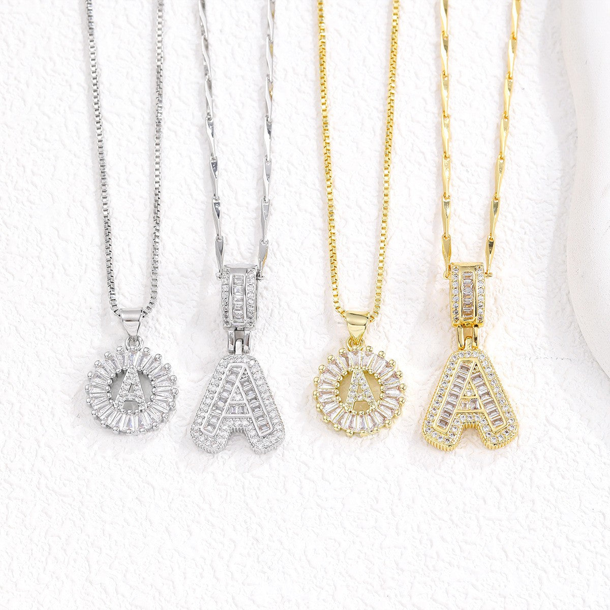 2-Pack Cubic Zirconia Initial Necklaces