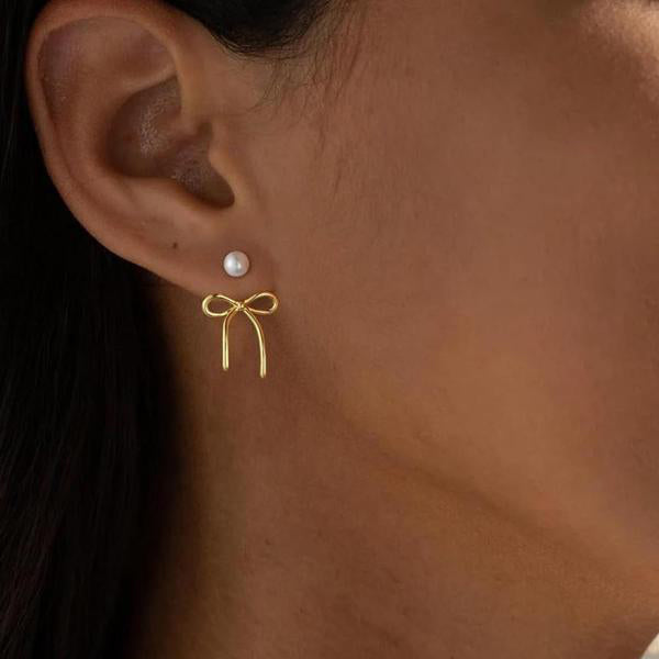 Simple Pearl & Bow Earrings