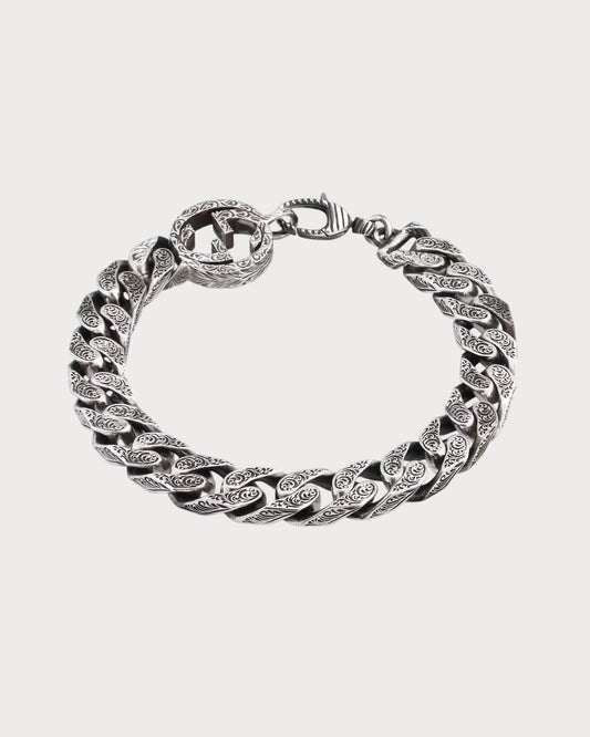 GUCCI Interlocking Thick Chain Bracelet Metal(Silver)