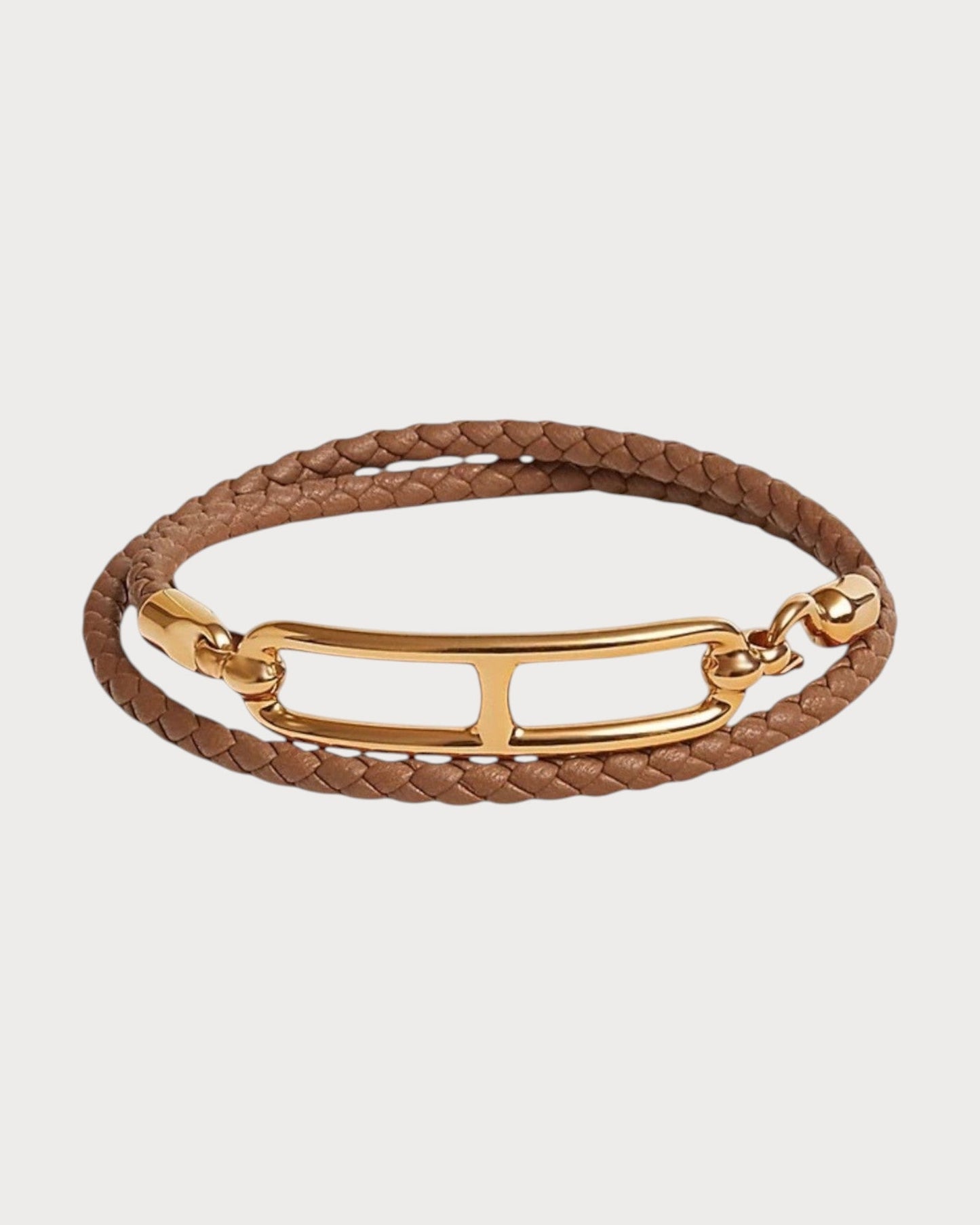 HERMES Roulis Double Tour Bracelet Swift Leather(Many/Gold)