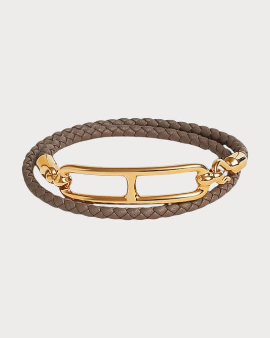 HERMES Roulis Double Tour Bracelet Swift Leather(Many/Gold)