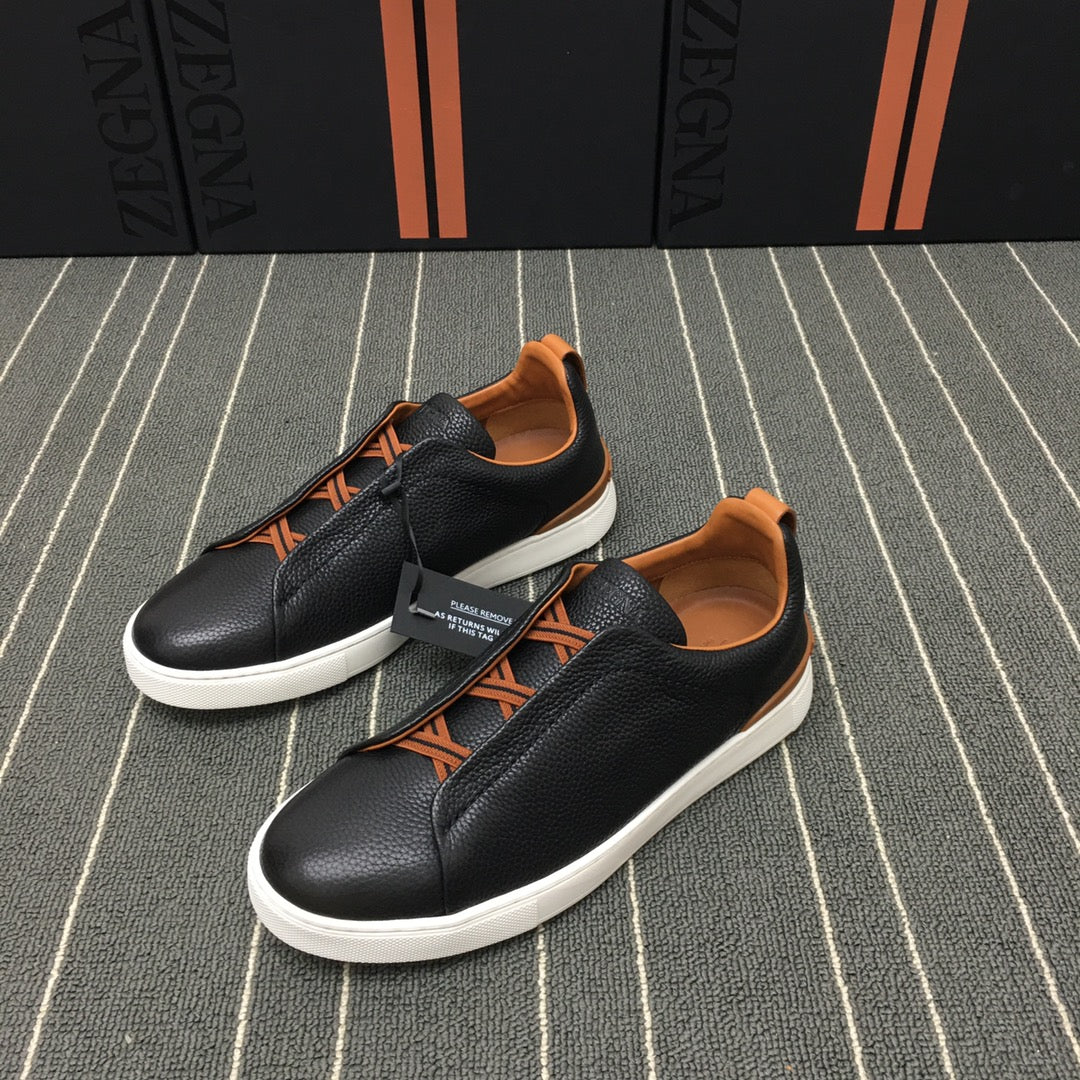 Ermenegildo Zegna Triple Stitch Low-Top Deer Leather Sneakers