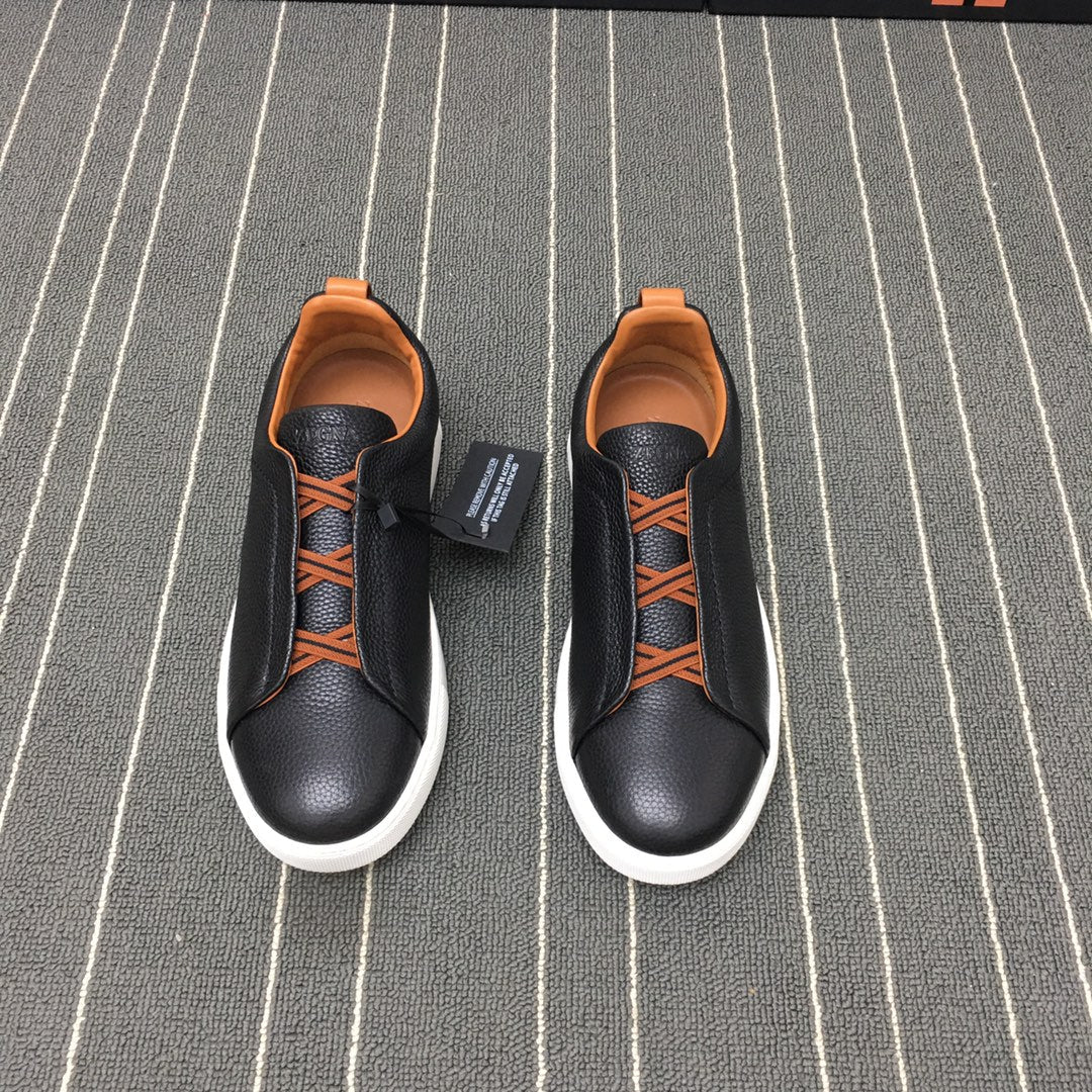 Ermenegildo Zegna Triple Stitch Low-Top Deer Leather Sneakers