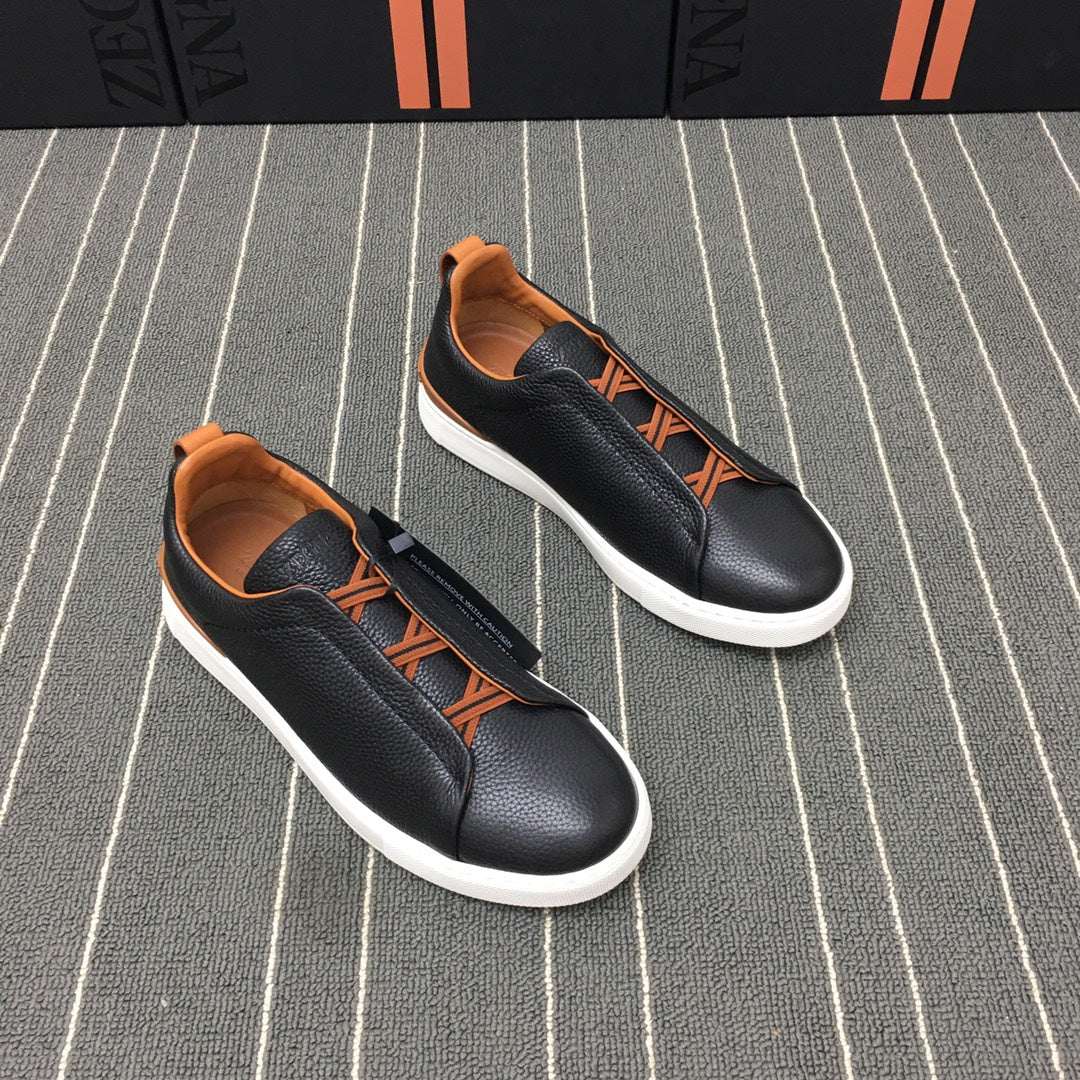 Ermenegildo Zegna Triple Stitch Low-Top Deer Leather Sneakers