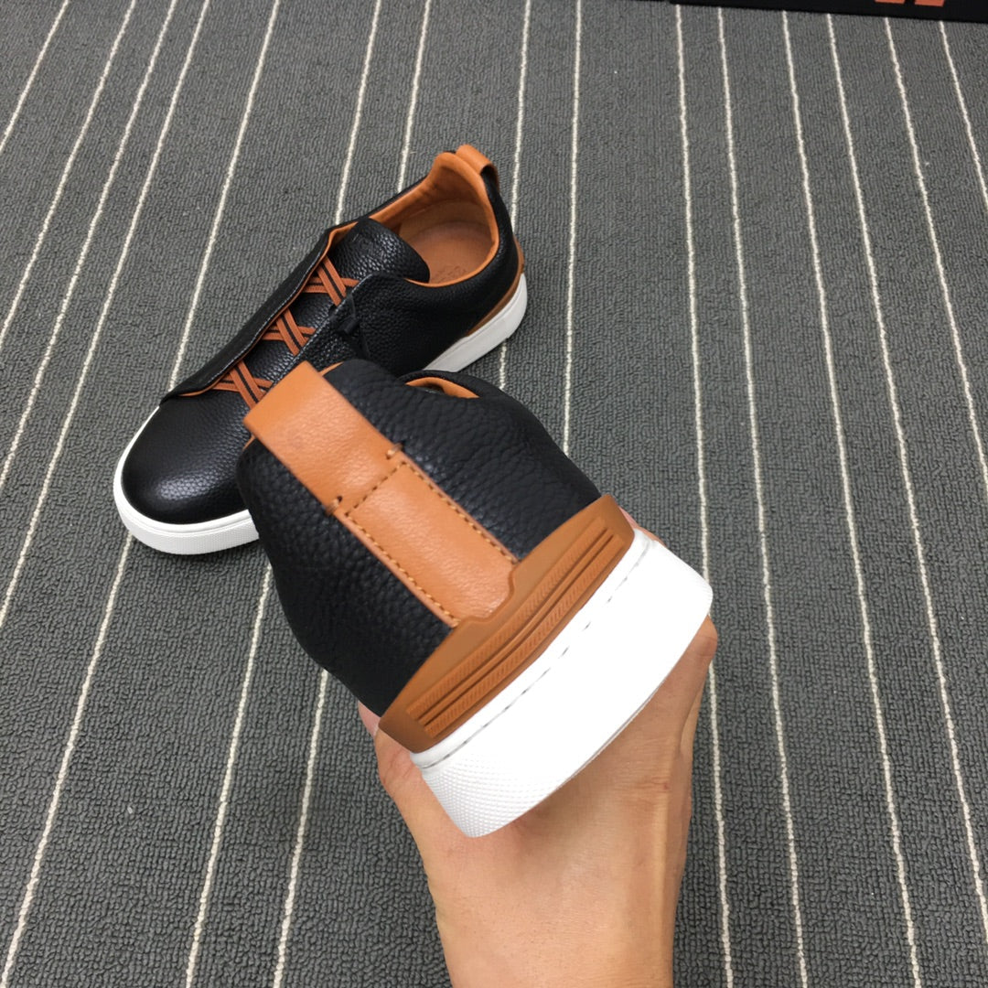 Ermenegildo Zegna Triple Stitch Low-Top Deer Leather Sneakers