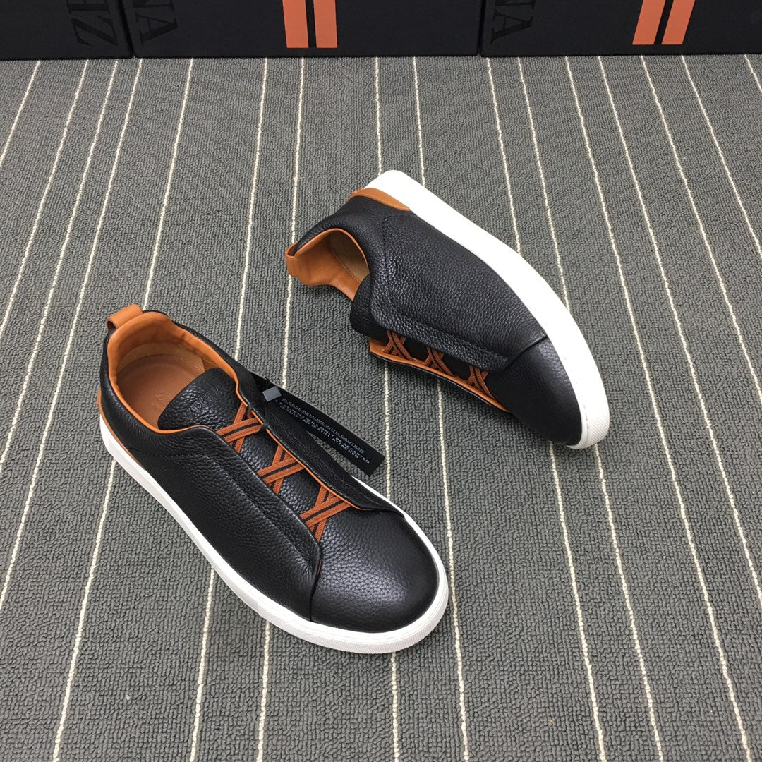 Ermenegildo Zegna Triple Stitch Low-Top Deer Leather Sneakers