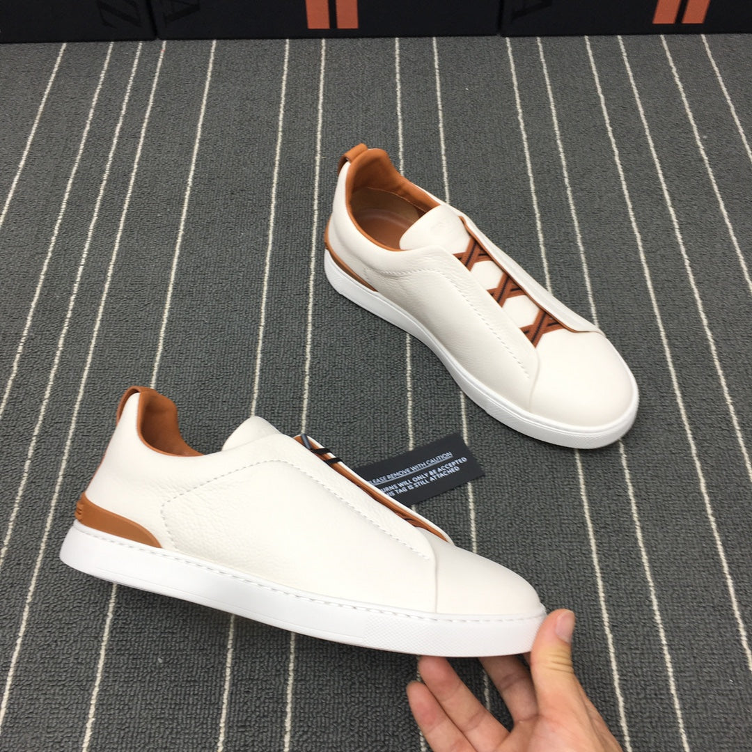 Ermenegildo Zegna Triple Stitch Low-Top Deer Leather Sneakers