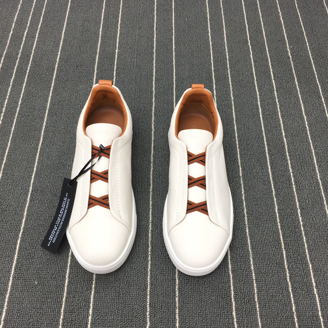 Ermenegildo Zegna Triple Stitch Low-Top Deer Leather Sneakers