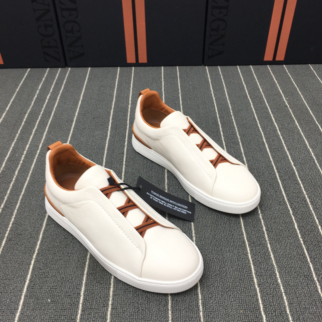 Ermenegildo Zegna Triple Stitch Low-Top Deer Leather Sneakers