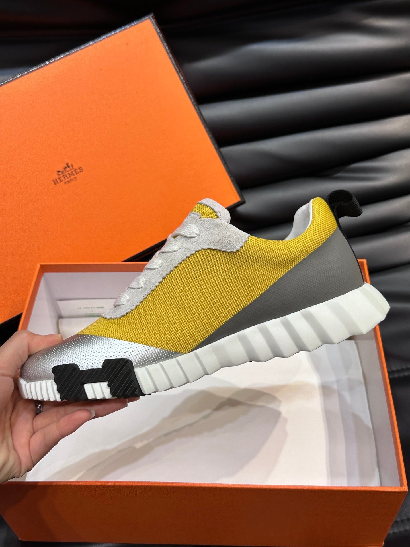 Hermès Bouncing Calfskin Mesh Sneakers