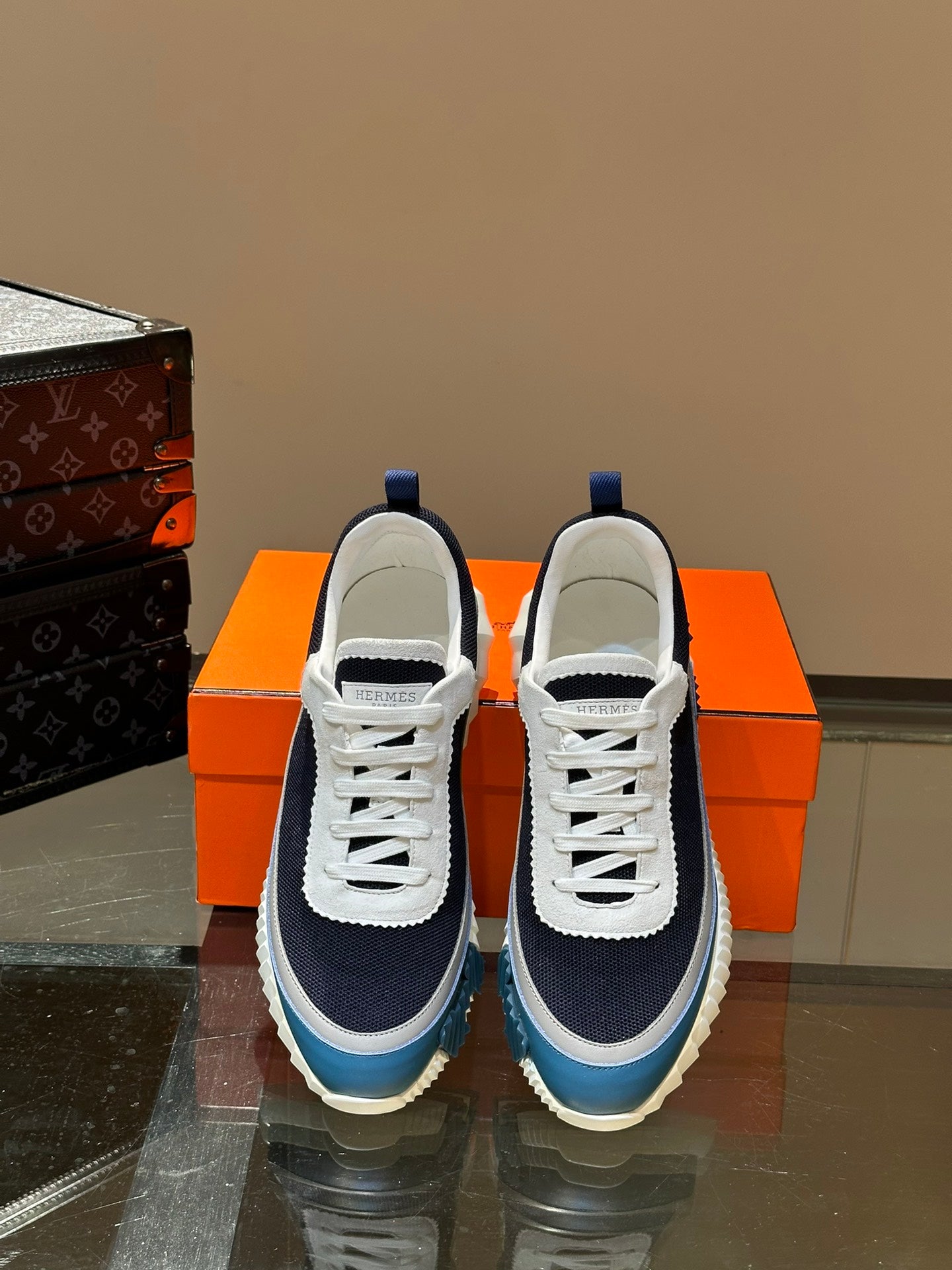 Hermès Bouncing Calfskin Mesh Sneakers