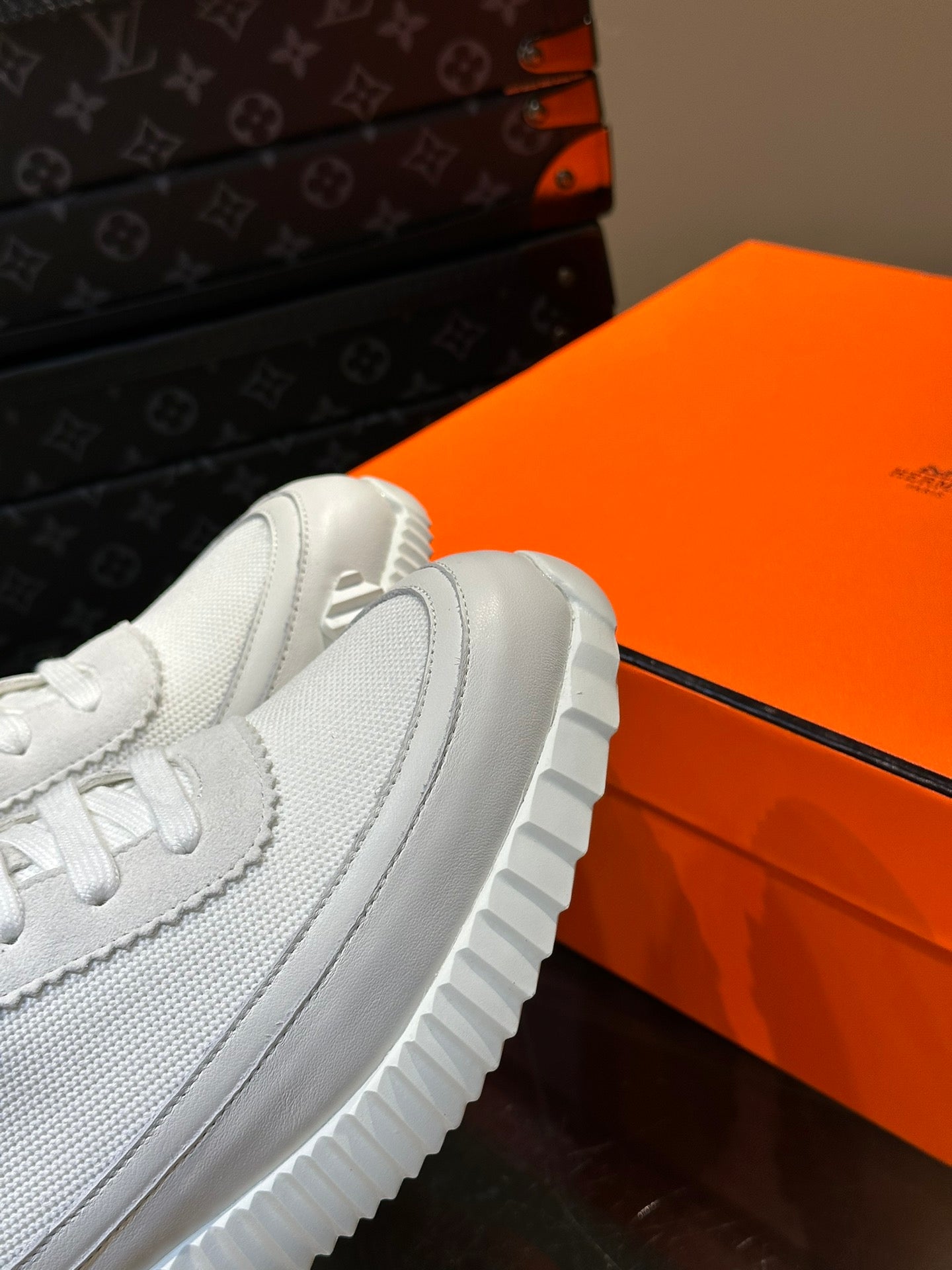 Hermès Bouncing Calfskin Mesh Sneakers