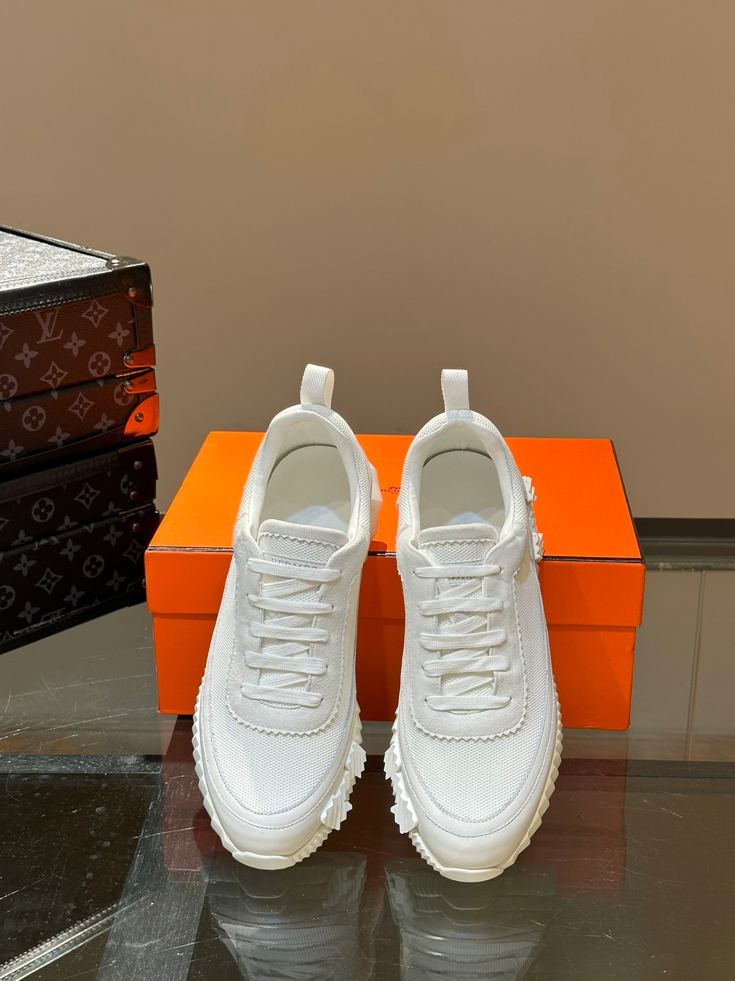 Hermès Bouncing Calfskin Mesh Sneakers