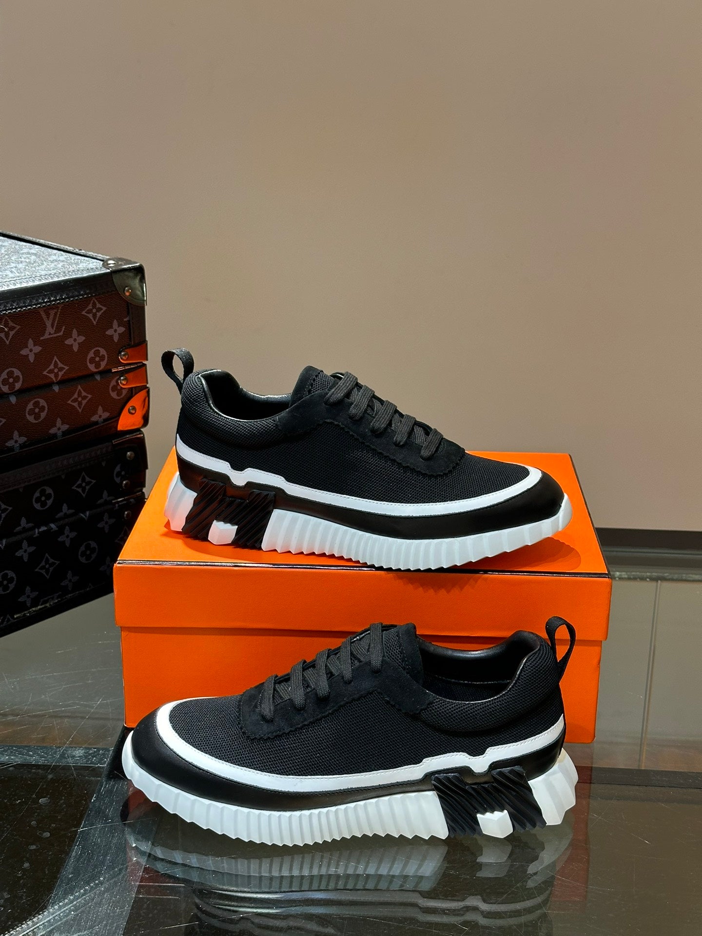 Hermès Bouncing Calfskin Mesh Sneakers