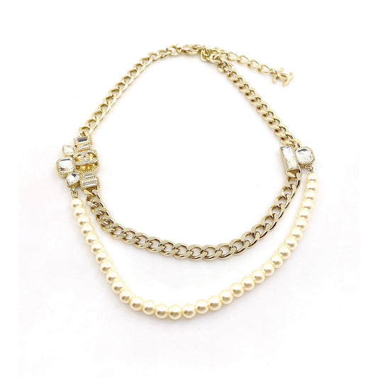 18K  Chanel Pearls Crystals Necklace
